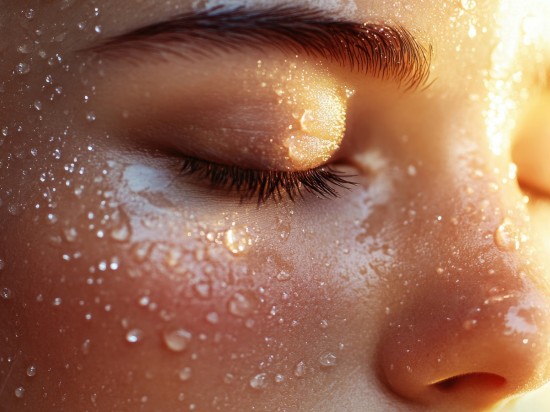 Zbliżenie na kobiecą skórę, która jest mokra ma krople wody na sobie